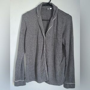 Nordstrom Gray Button-Up Pajama Top - Made in Vietnam, Soft & Cozy